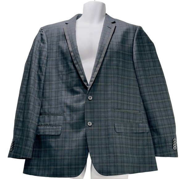 ROCK & REPUBLIC Men's Sport Coat Blue Plaid 2-Button 44R